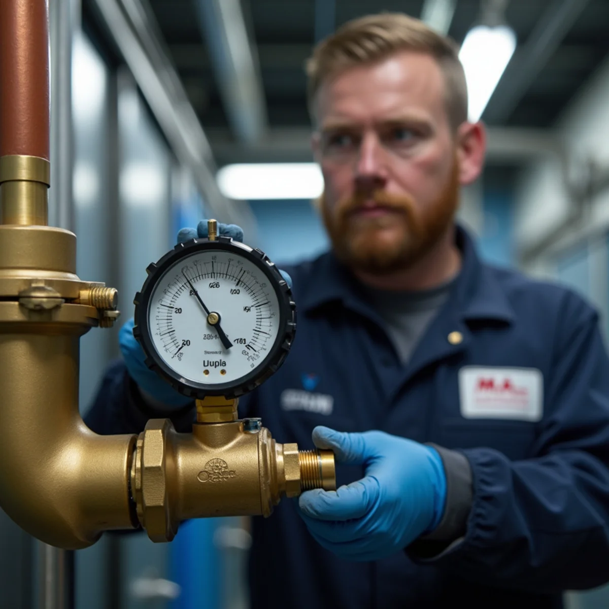 Backflow prevention assembly being tested at a McHenry County business