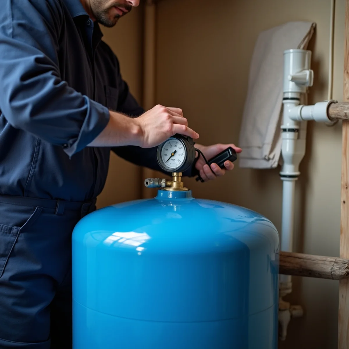 Well pressure tank and pump serviced in a rural McHenry County home